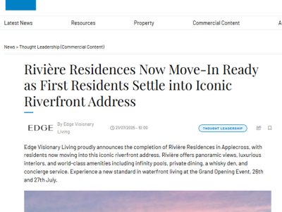 Business News: Rivière Residences Now Move-In Ready